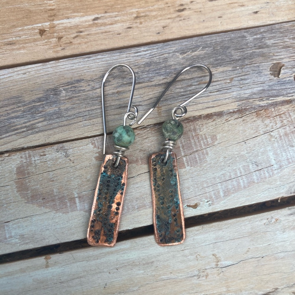 Rustic Brown and Green Bohemian Earrings